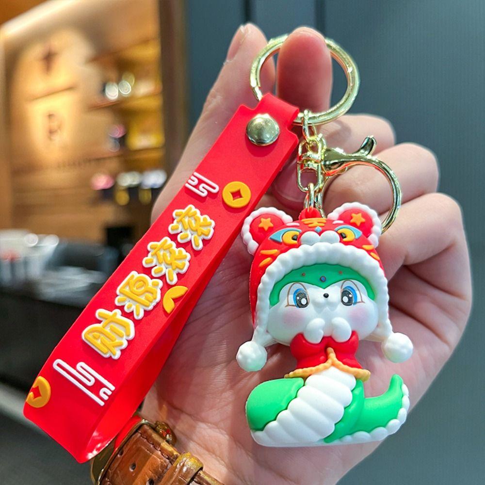 Good Lucky Snake Keychain Lion Dance Snake Key Ring Cute 2025 New Year Pendant Bag Charm
