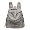 Women'S Bag, Premium Feeling Rivet, Washed Leather Backpack, Solid Color Soft-Faced Backpack, Large-Capacity Schoolbag, And Oversized.