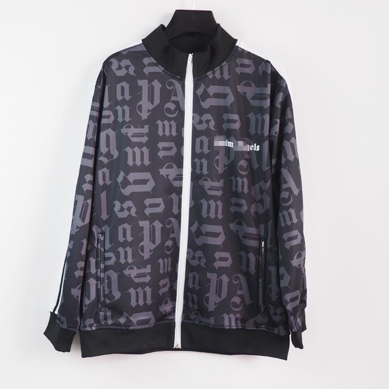 Wholesale cross-border trendy brand palm angel basic black and white striped stand-up collar jacket for men and women loose sports coat