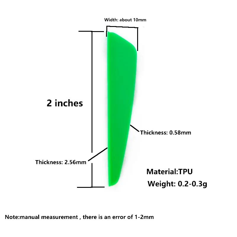 100 шт. перьев для стрел 1,8/2 дюйма, перья из ТПУ, аксессуары для охоты и стрельбы, 7 цветов, подходят для стрел 6,25/7,5 дюймов