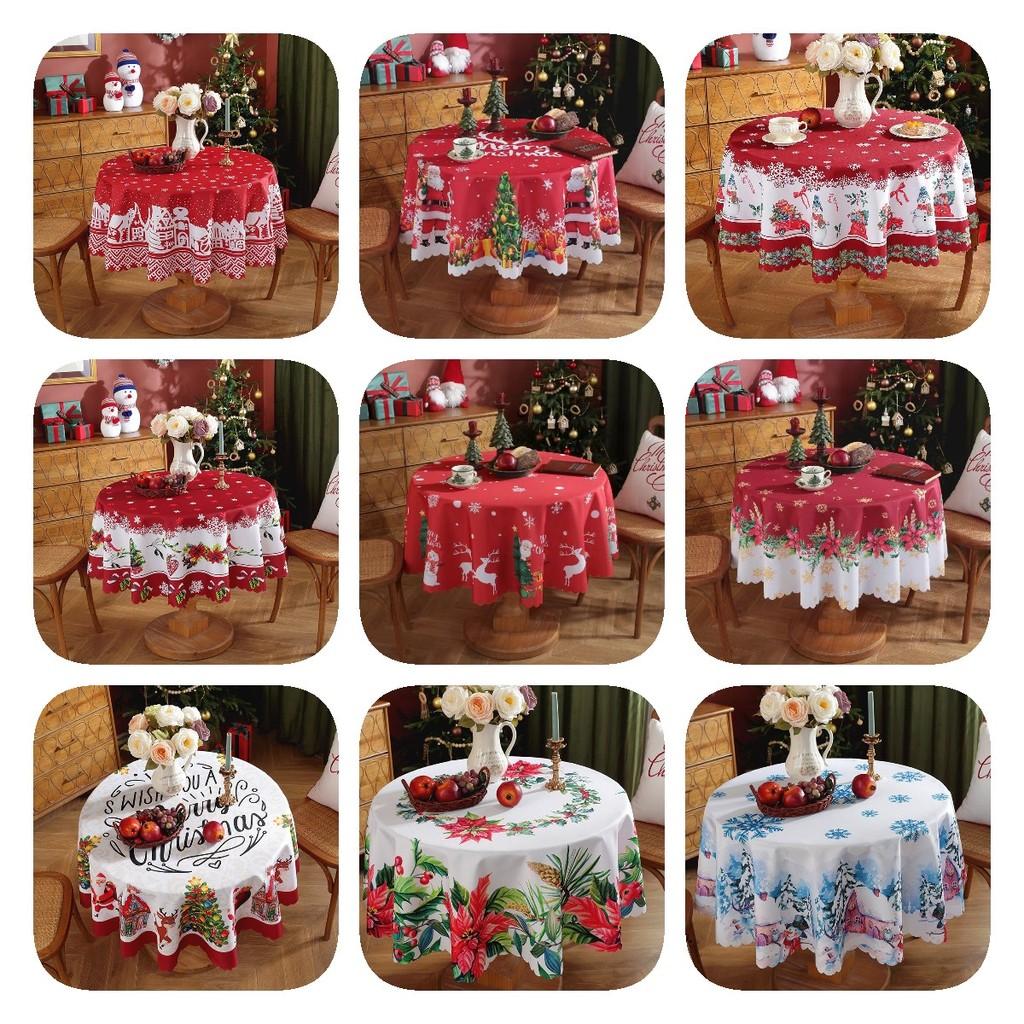 Рождественская большая круглая скатерть Рождественский праздничный чехол для стола Ткань Домашний декор