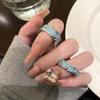 Vintage Sky Blue Drop Glaze Open Ring Women'S Light Luxury Niche Design High-End Ring Plain Ring Decorative Index Finger Ring