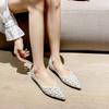 Weiwei Girl 5933-10 Pointed Single Shoes Women's Flat Bottom Shallow Mouth One Pedal Doudou Shoes Soft Bottom Rhinestone Pad Shoes Women