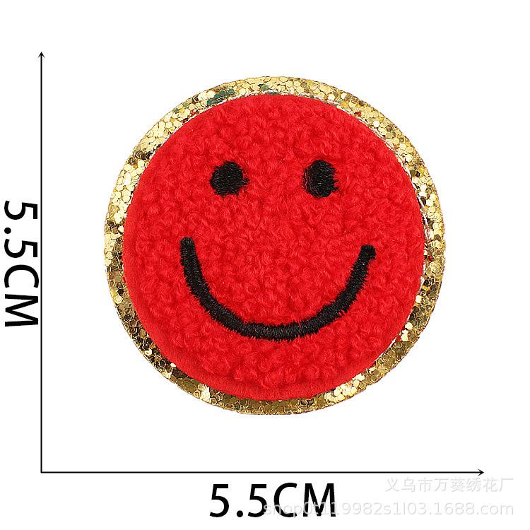 Cross-Border Smiley Face Embroidery Cloth Sticker Towel Embroidery Lightning Patch Sticker Ironing Greet Computer Embroidery Chapter Boy Love Sticker