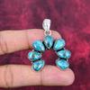Blue Copper Turquoise Handmade Gemstone Pendant, 925 Solid Sterling Silver Pendant Antique Jewelry, For Engagement Gift