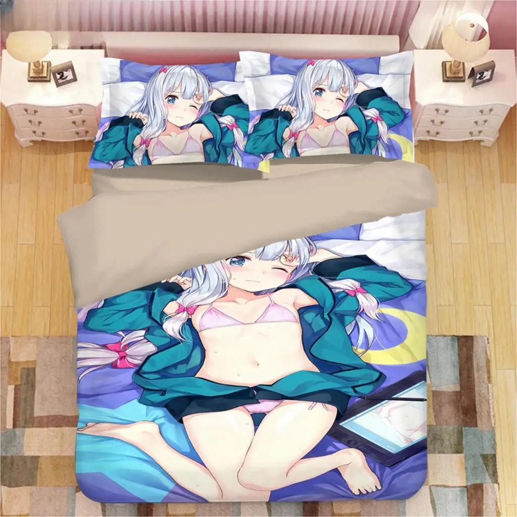 Kawaii Izumi Sagiri 3D Anime Print Комплект постельного белья Пододеяльники Наволочки Цельный стеганый плед Комплекты постельного белья Постельное белье Пододеяльник