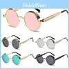 Vintage Steampunk Round Sunglasses With Reflective Mirrored Lenses And Metal Frame