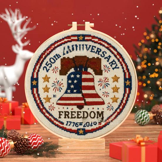 Liberty Bell Cross Stitch US 250th Anniversary Cross Stitch Kit Patriotic Cross Stitch DIY Kit Fabric Threads Needle