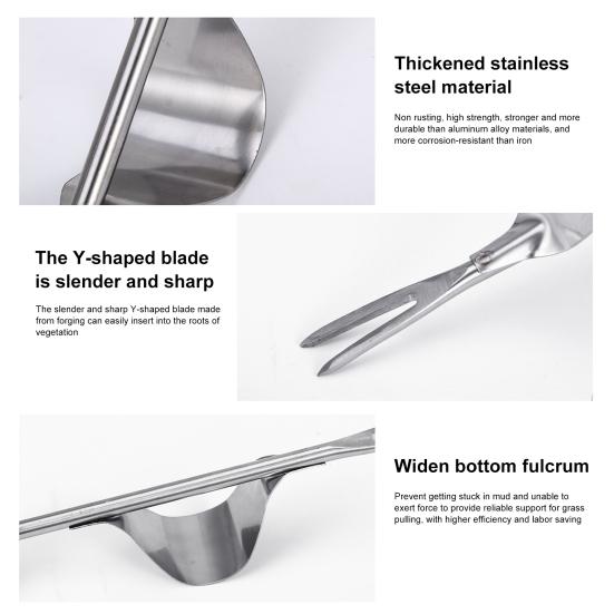 Из нержавеющей стали для удаления сорняков, садовый ручной прополочник, ручной прополочник с деревянной ручкой для двора, газона, фермерского инструмента для прополки