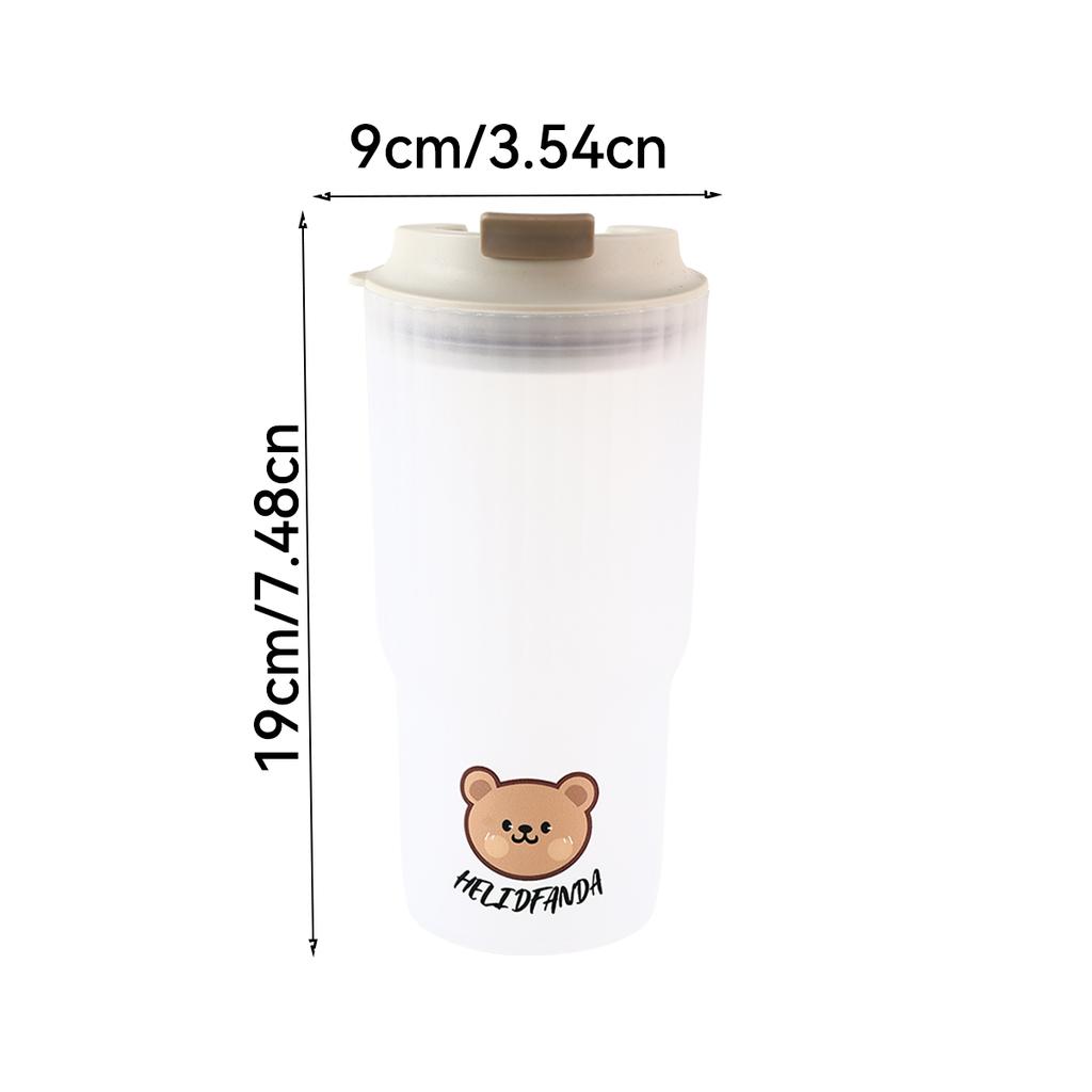 WORTHBUY Cute Bear Plastic Water Cup Large Capacity Water Bottle Travel Leak-proof Tumbler With Lid Portable Milk Coffee Cups