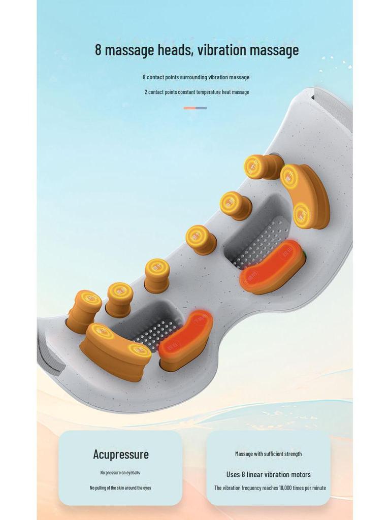 Массажер для глаз Bluetooth с вибрацией, акупунктурой и тепловой терапией для снятия усталости глаз