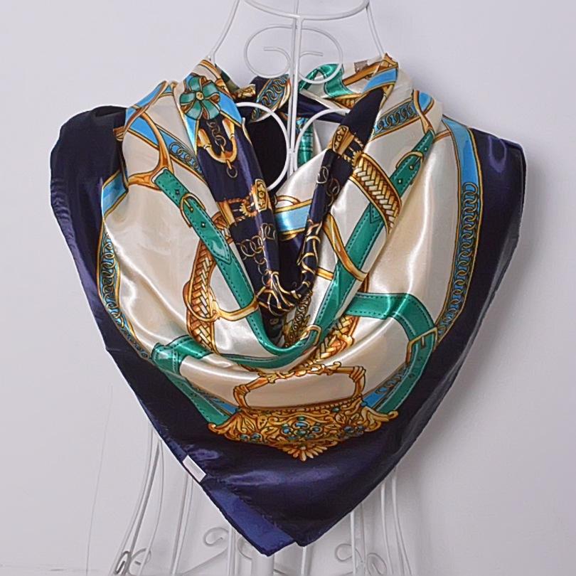 [BYSIFA] China Style Blue White Silk Scarf Cape  New Design Ladies Muslim Head Scarf Printed Fashion Accessories Satin Scarf