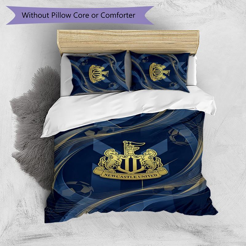 Newcastle United Football Printed 3 Pieces Bedding Set, Comfortable Skin Friendly Bedroom Duvet Cover Set