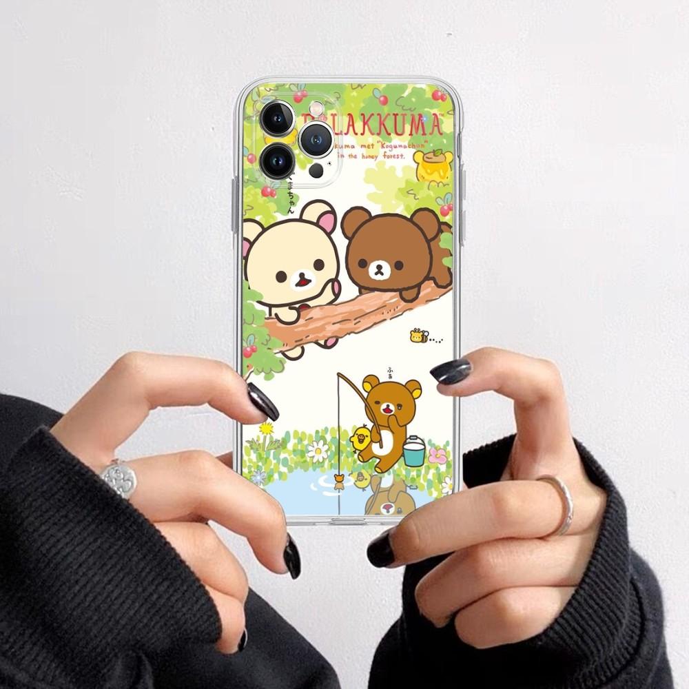 Милый Мультяшный R-Rilakkuma Чехол для Телефона для iPhone 16 15 8 7 6 6S Plus X SE XR XS 14 11 12 13 Mini Pro Max Мобильный Чехол