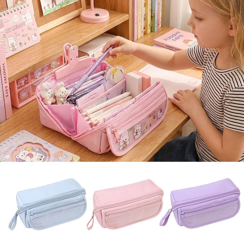 Large Capacity Pencil Case Cartoon Stationery Bag Durable Pen Bag Students