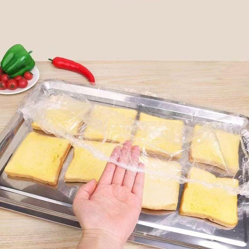 Transparent Food Cover Elastic Band Tray Cling Film New Plastic Wrap Bags