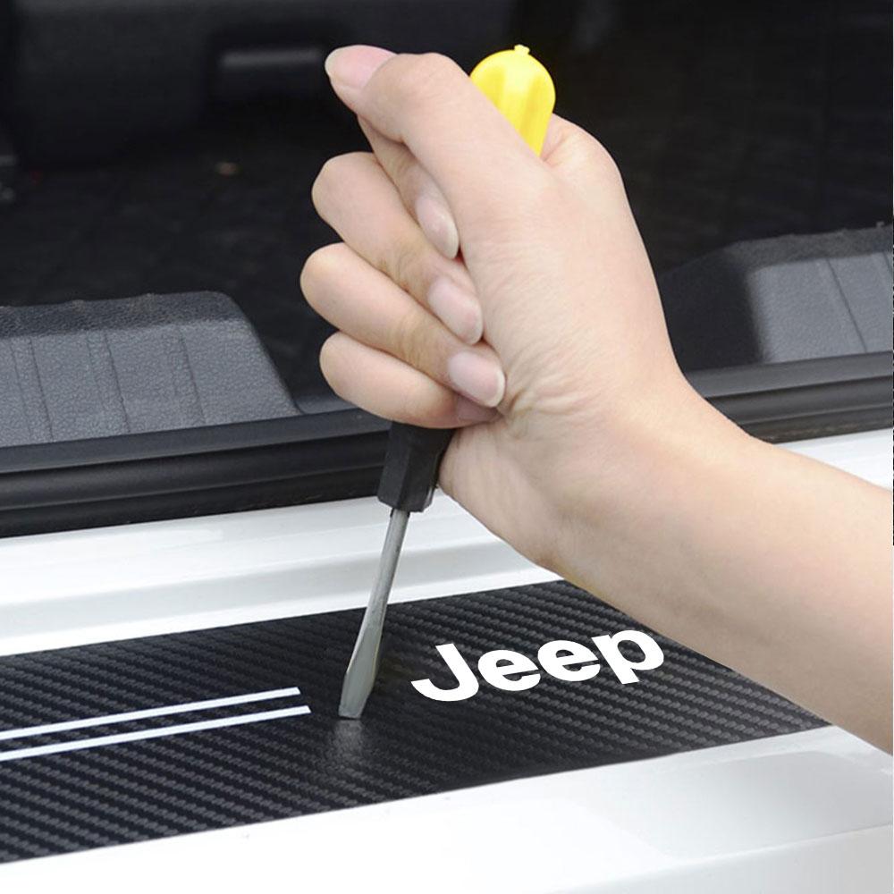 For Jeep 4pcs Car Door Sill Stickers Carbon Fiber Cover Auto Accessories For Jeep Renegade Wrangler jk Compass Grand Cherokee