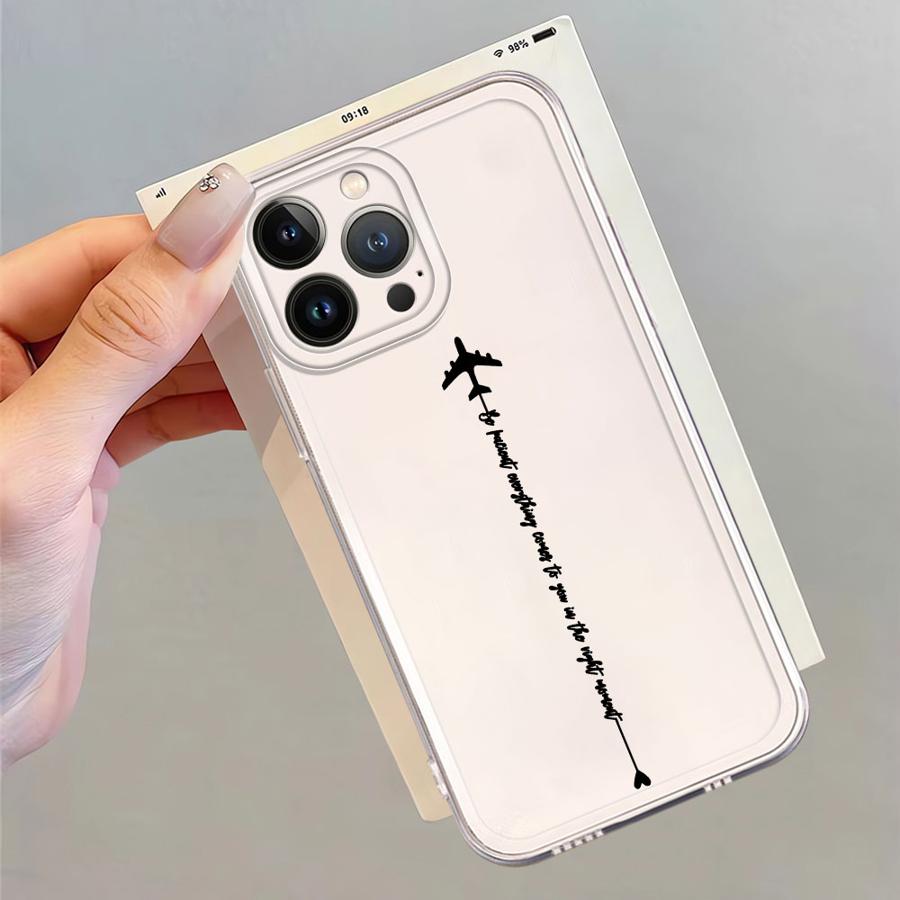 Линии Самолета с Сердечком Чехол для iPhone 17 Pro Max Air 7 8 16 12 Mini XS Max 15 11 13 Pro XR 14 Plus Мягкий Чехол для Телефона