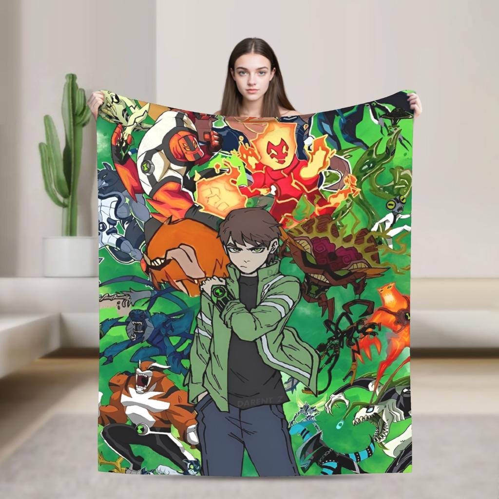 Одеяло из фланели с изображением Бена 10 Омнитрикса в стиле «Бен 10: Освобождение», теплое и мягкое постельное белье для дивана, кровати, пикника, эстетичное покрывало на кровать.