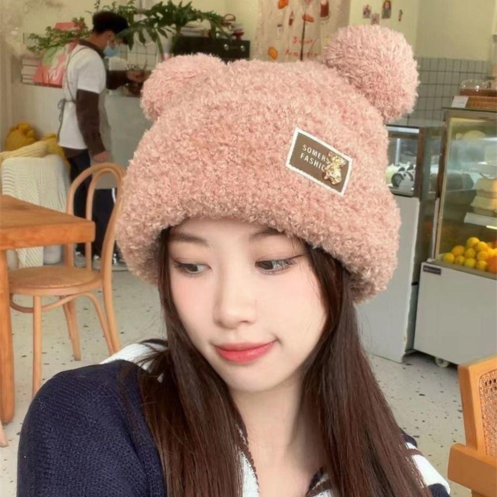 Милая шапка-бини с медвежьими ушками, теплая шапка-боннет, модная защита ушей, для катания на лыжах