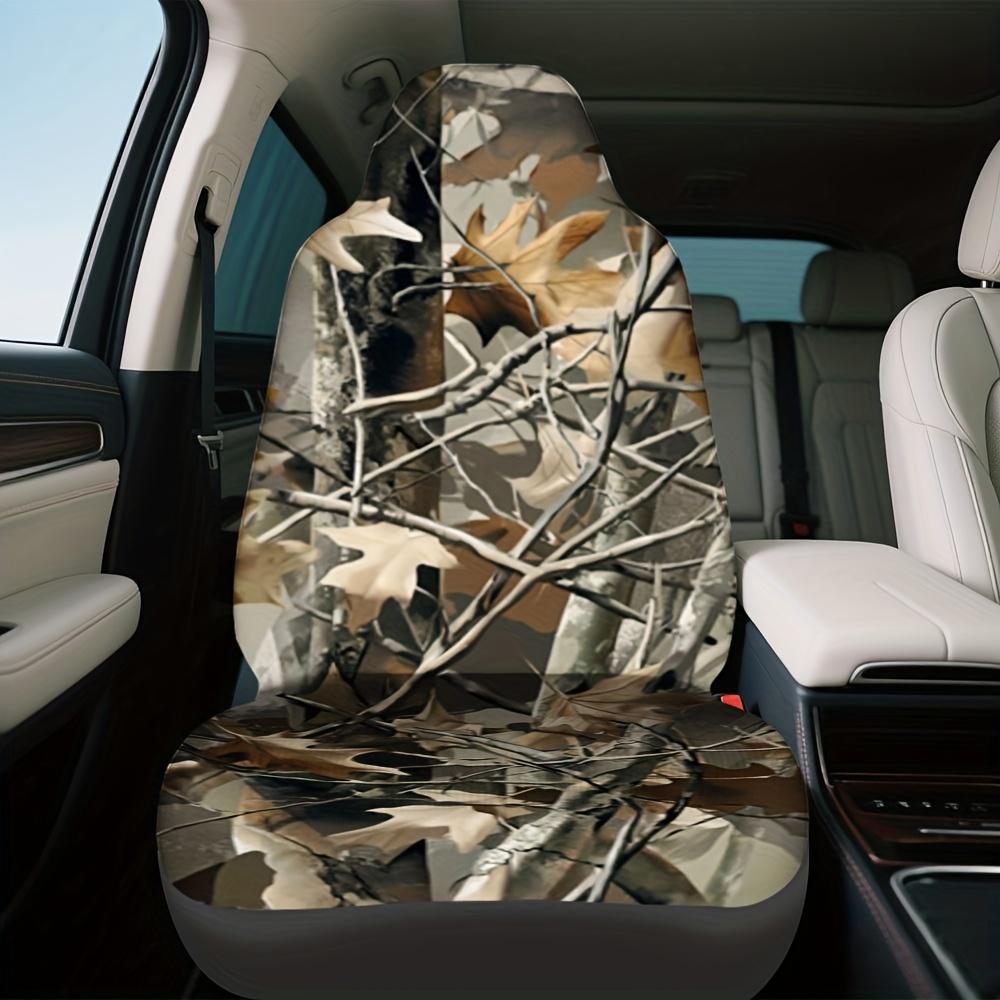 2pcs, Hunting Camouflage Print Car Seat Cover Set, Suitable For Most Cars, Fashionable Unique Decorative Front Set Of Car Seat