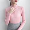 Long Sleeved Bottoming Knitted Sweater Women Autumn Winter Laciness Mock Neck Tight Fit Pullover Top