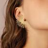 1 Pair Women Ear Studs Sun Flower Shape Exaggerated Hollow Stainless Electroplated Anti-slip Lightweight Ear Decoration Jewelry Smooth Stud Earrings