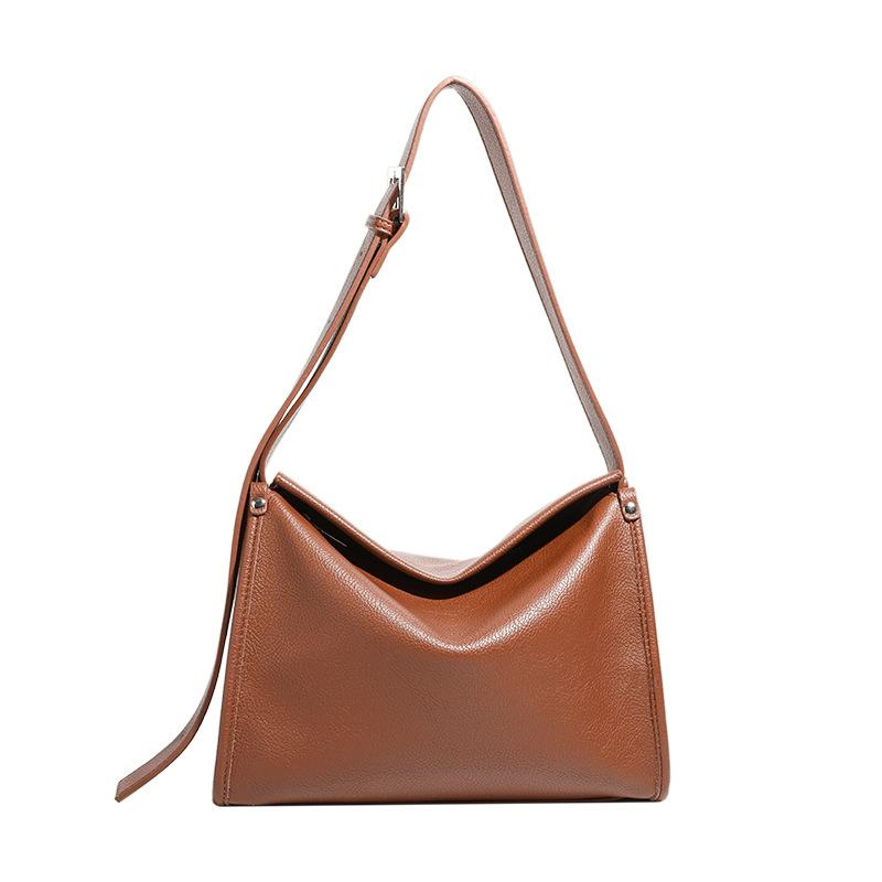 Trend Soft Leather Large Capacity Tote Bag Everything Daily Commute Shoulder Bag Minimalist Crossbody Bag