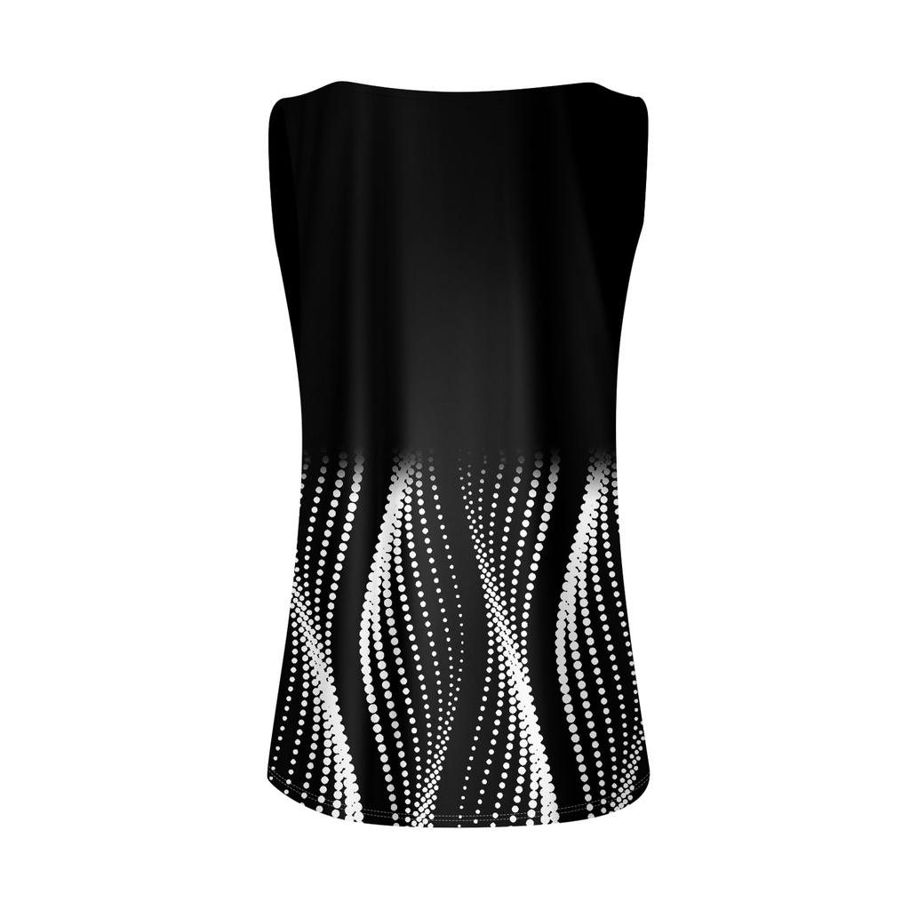 Жен. Футболка Футболка С принтом Пуговицы Без рукавов Повседневные Выходные Мода Классический V-образный вырез Обычный Верх