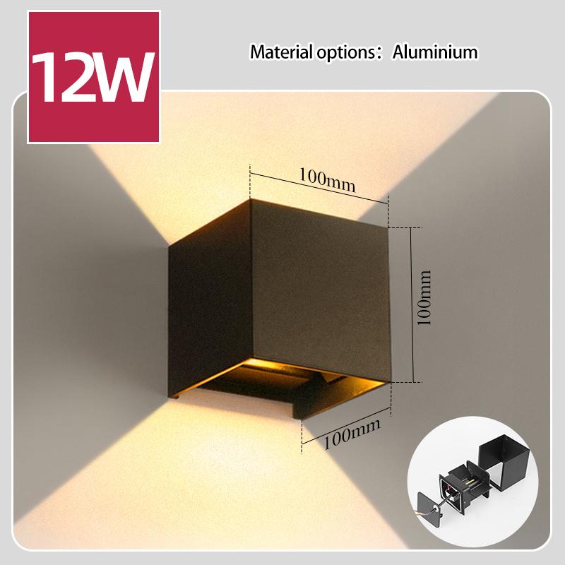 Waterproof IP65 Wall Light BDA-01 Aluminum Split Type Black Frame 12W Warm Light/Outdoor Gate Lights/Led Wall Lamp