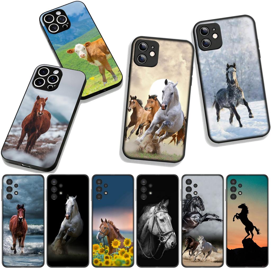 for Motorola Moto G54 G05 G24 G45 G55 G75 G85 G15 G57 G86 Power Edge 50 30 Ultra Fusion neo Pro Case Running Wild Horse Pets