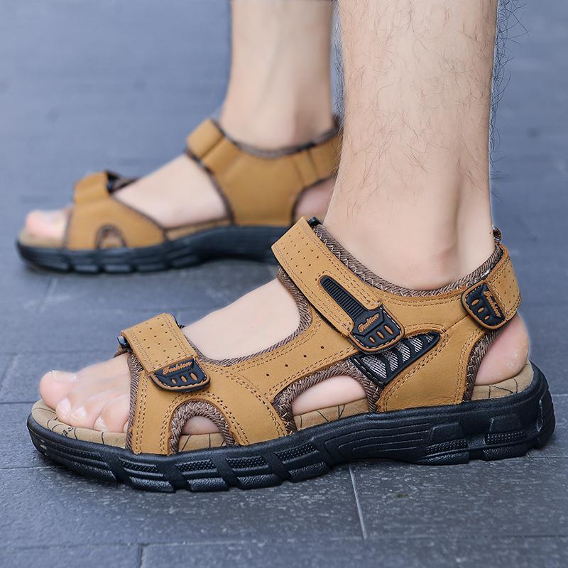Fashion Non-slip Vacation Casual Sandals Men Fashion Summer New Style Leather Outdoor Leisure Sandals Beach Breathable Handmade Men Shoe