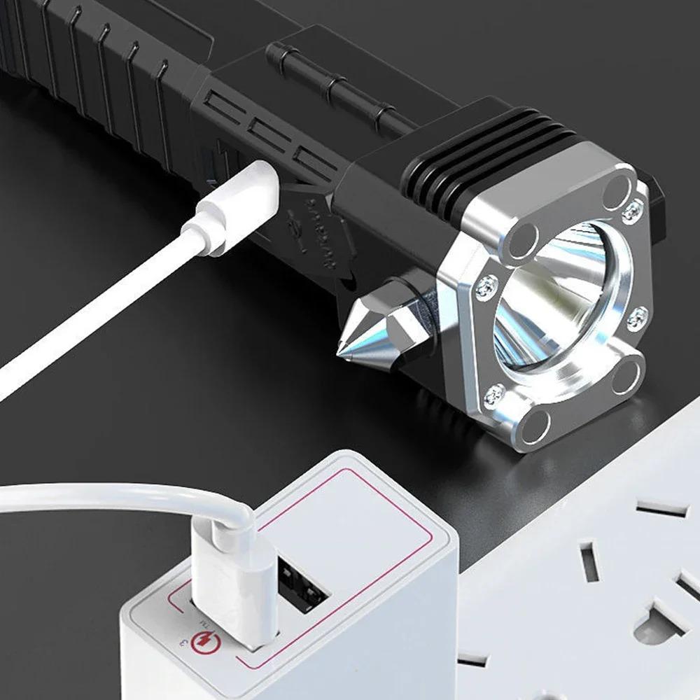 4 в 1 COB супер яркий защитный молоток спасательный USB зарядка с магнитом многофункциональный мощный фонарик для кемпинга