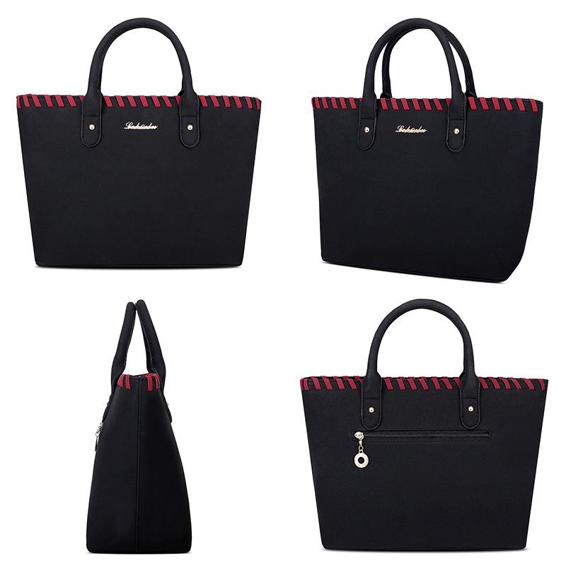 Новая плечевая сумка класса люкс контрастного цвета, плетеная сумка-ведро большой вместимости, однотонная сумка с замком, сумка через плечо, набор из пяти предметов