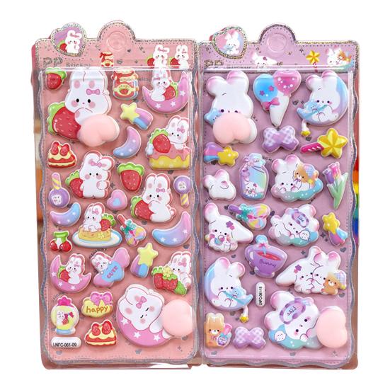 3D Пухлые Наклейки Панда Кролик Медведь Животное Сквиши Наклейки для Детей Милые Наклейки Пузырьки для Поделок Декор для Чехла Телефона