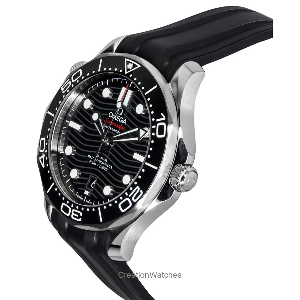 Omega Seamaster Rubber Strap Black Dial Automatic Diver's 210.32.42.20.01.001 300M Men's Watch