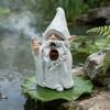 Middle Finger Smoke Gnome Statue Funny Garden Wizard Dwarf Figurine Naughty Resin Sculpture for Lawn Yard Balcony Porch Patio Home Decor
