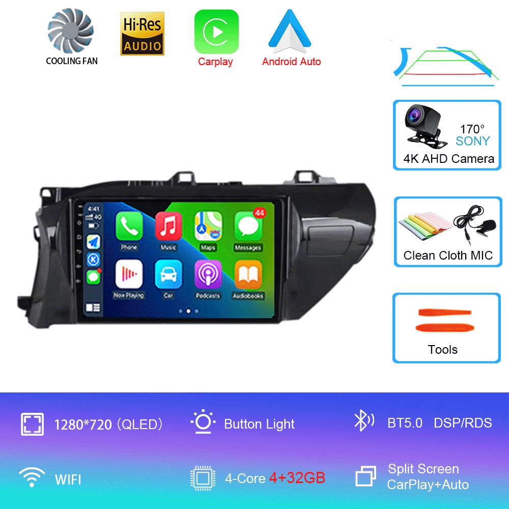 Для Toyota Hilux 2016 2017 2018 Автомагнитола Android 14 Carplay Auto 2K Экран Мультимедийный плеер 2din Авторадио Стерео Головное устройство