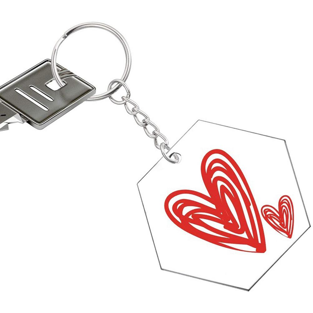 24 Pcs Acrylic Keychain Blanks Clear Acrylic Blanks Hexagon Shape Plain Acrylic and 24 Pcs Metal Key Rings for DIY