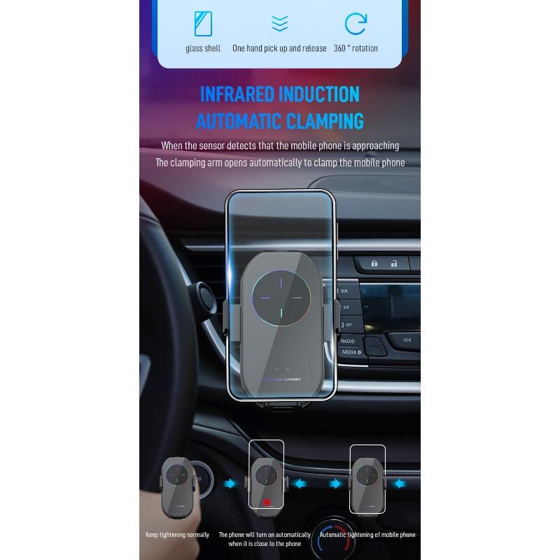 2024 Magic Clip A7S Car Mobile Phone Wireless Charging Bracket Car Air Outlet Magnetic Suction Charger Navigation Rack Car Supplies