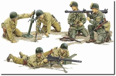 Platz Dragon Вторая мировая война Команда поддержки США Пластиковая модель DR6198 1/35