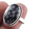 Natural Snowflake Obsidian Gemstone Handmade 925 Sterling Silver Ring S.8 T7g70