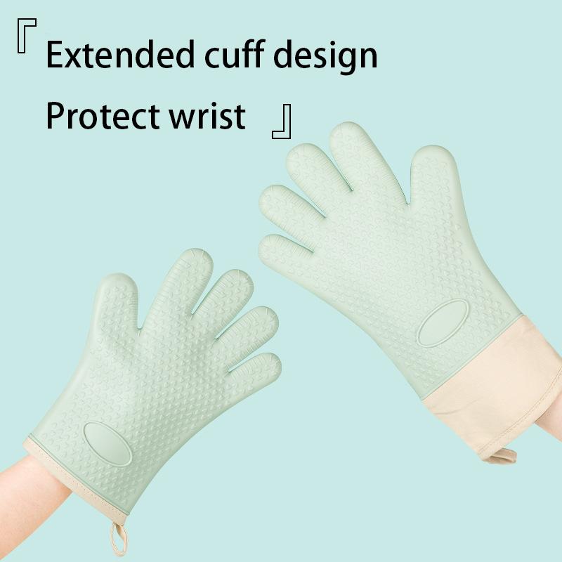 Толстые силиконовые термостойкие перчатки, устойчивые к высоким температурам, кухонные перчатки для духовки, микроволновой печи, противоскользящие, легко моются