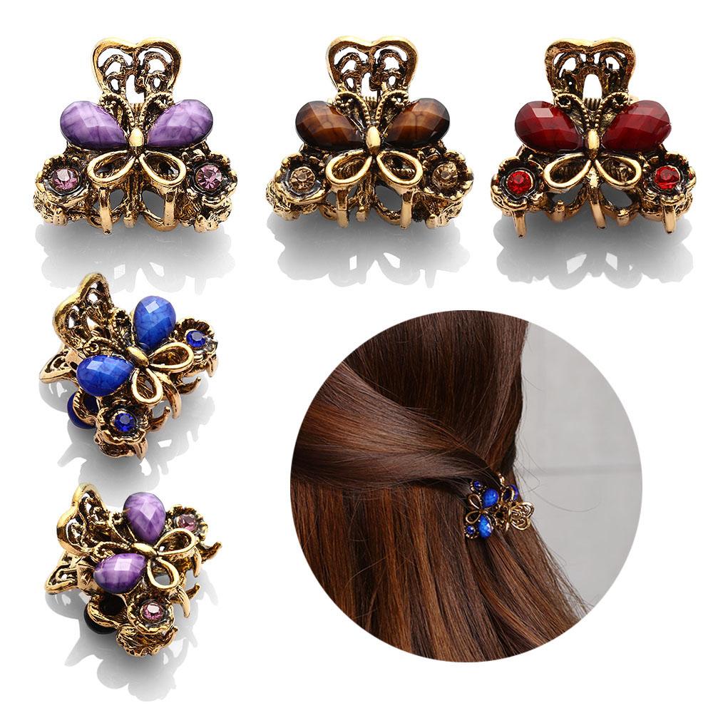 Accessories Retro Vintage Women Girls Jewelry Mini Butterfly Hair Clip Claw Resin Hairpins