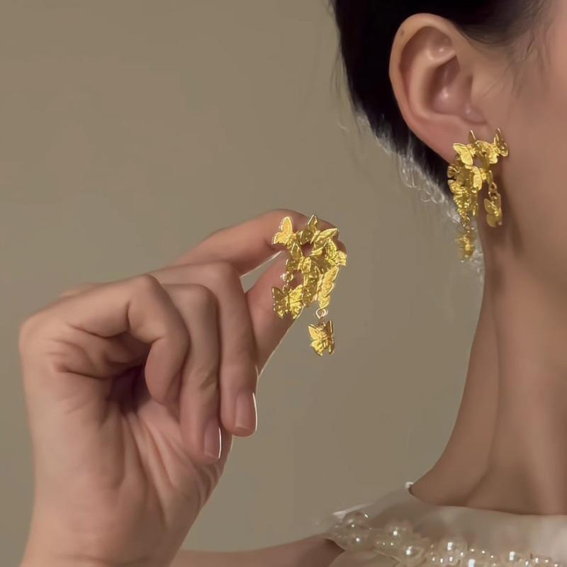 Серьги-пусеты из серебра 925 пробы с цирконом и жемчугом, женские, легкая роскошь, нишевые, высококлассные, в виде бабочек, универсальные, темпераментные