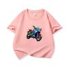 Graffiti Blue Sport Motobike Graphic Tee Kids 100 Cotton Crew Neck T Shirt Short Sleeve Breathable Tops For Boys Girls Children