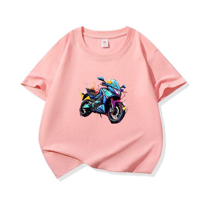Graffiti Blue Sport Motobike Graphic Tee Kids 100 Cotton Crew Neck T Shirt Short Sleeve Breathable Tops For Boys Girls Children