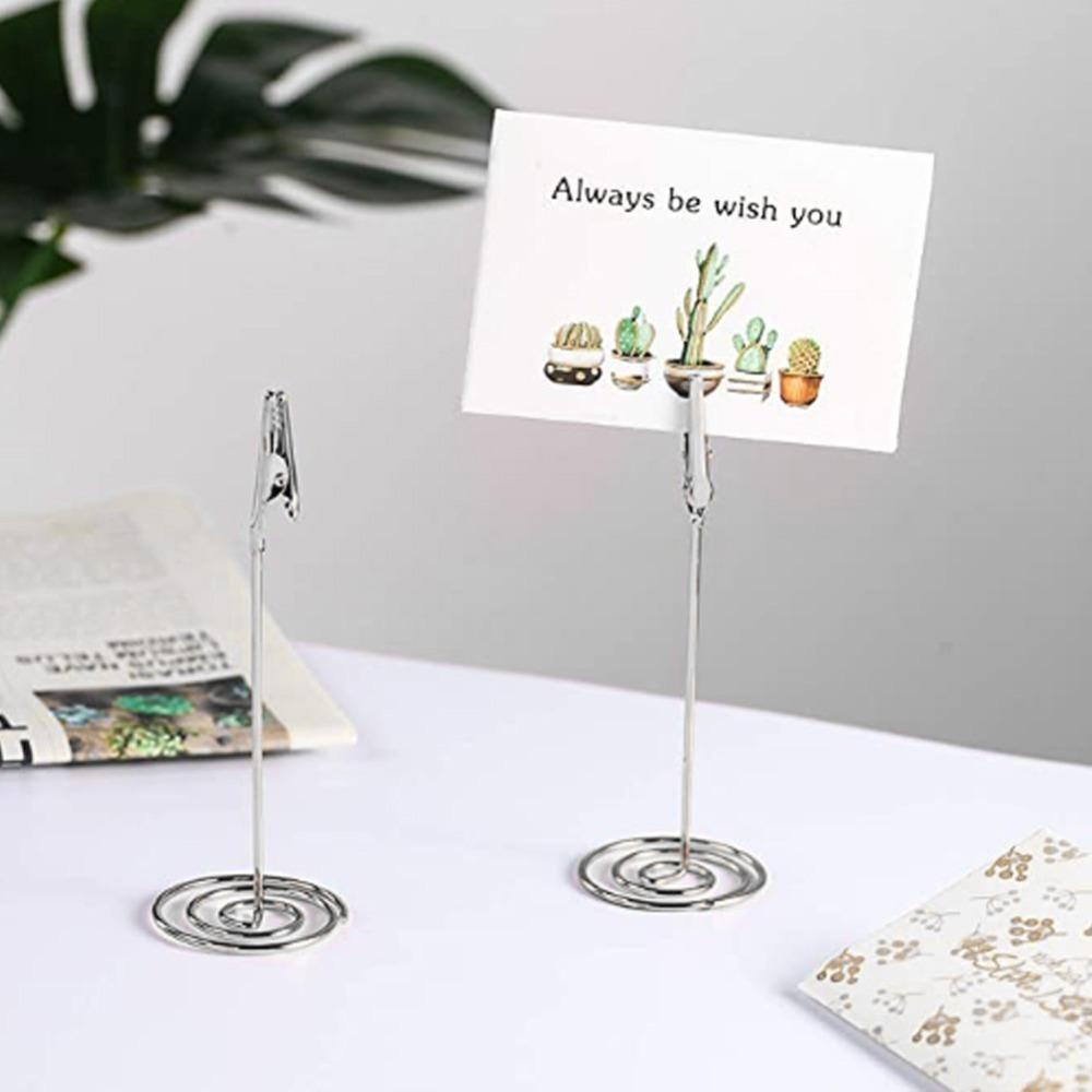 10Pcs Stable Base Crocodile Mouth Card Holder Metal Metal Photo Stand Party Seat Marking