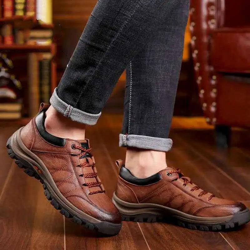 Waterproof Climbing Shoes Spring and Autumn Non-slip Outdoor Men's Shoes All-match Sports Casual Leather Shoes Breathable Sneakers Shoes