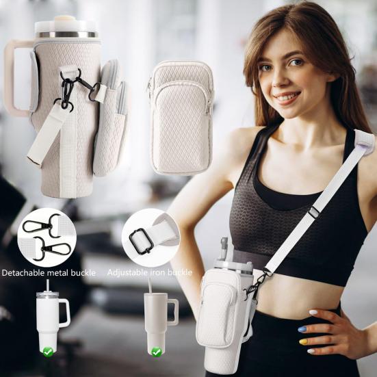 Держатель для бутылки с водой 40 унций со съемным карманом и регулируемым ремешком